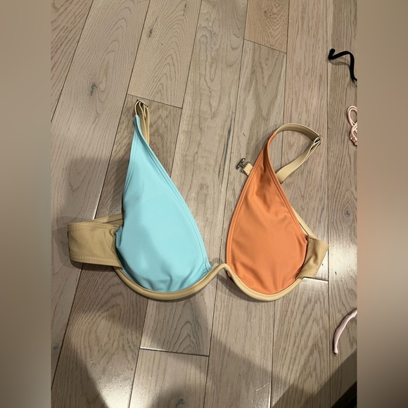 Orange and Blue Triangle Bikini Top Swimwear - Picture 1 of 3